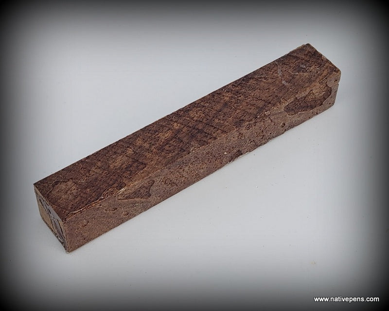 single alburnum walnut stabilized pen blank light and dark brown